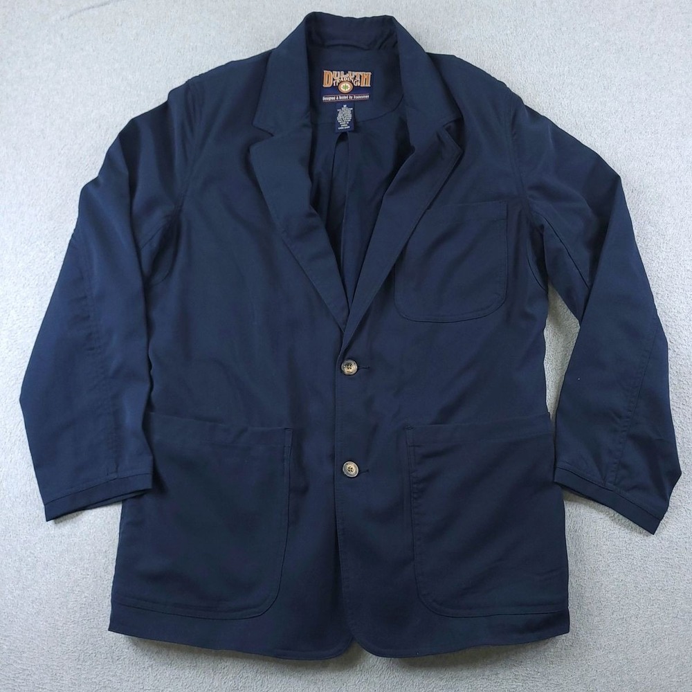 Duluth Trading Presentation Jacket Mens Medium Navy Blue Utility Blazer 93016